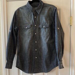MENS Denim Western Pearl Snap Shirt sz M